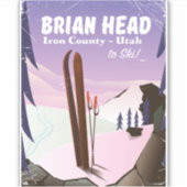 Sticker Brian Head, Iron comté Utah, USA poster ski (Devant)