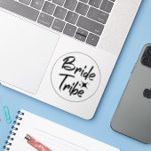 Sticker Bride Tribe calligraphie transparent vinyle autoco (Ordinateur portable avec iPhone)