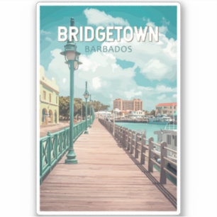 Sticker Bridgetown Barbade Illustration Voyage Art Retro