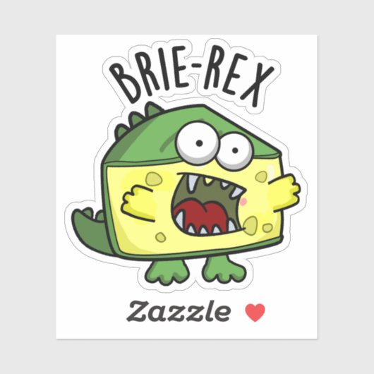 Sticker Brie-rex Fromage drôle TRex Pun (Feuille)
