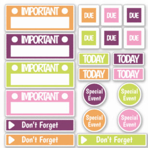 Sticker Bright Important Rappel Planificateur