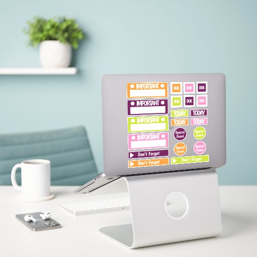 Sticker Bright Important Rappel Planificateur (Ordinateur portable sur le bureau)