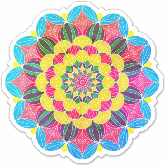 Sticker Bright Neon Psychedelic Mandala (Devant)