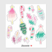 Sticker Bright Whimsical Christmas Illusrations (Feuille)