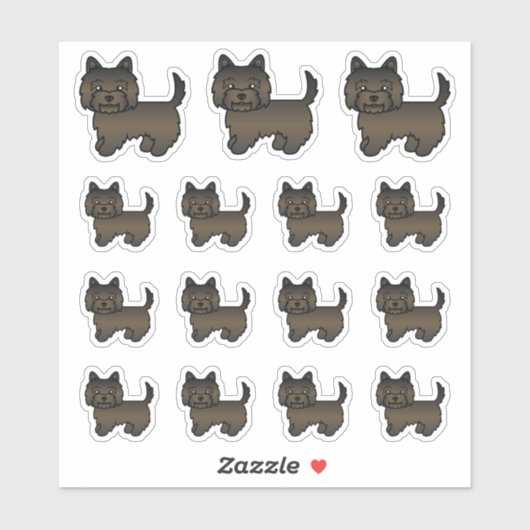 Sticker Brindle foncé Cairn Terrier joli Chiens de dessin (Feuille)