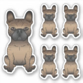 Sticker Brindle French Bulldog / Frenchie Cute Cartoon Chi (Devant)