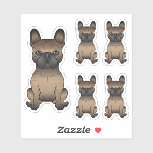 Sticker Brindle French Bulldog / Frenchie Cute Cartoon Chi (Feuille)