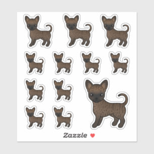 Sticker Brindle Smooth Coat Chihuahua Cute Cartoon Chiens