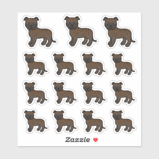 Sticker Brindle Staffordshire Bull Terrier Chiens de dessi (Feuille)