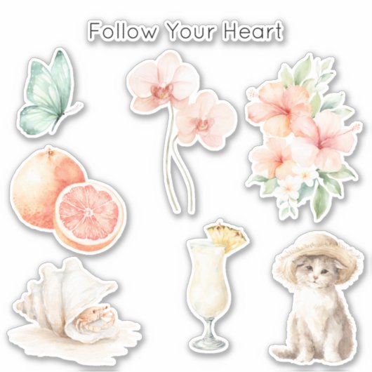 Sticker Brise d'été Blush Pêche Hibiscus (Devant)