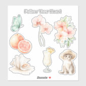 Sticker Brise d'été Blush Pêche Hibiscus (Feuille)