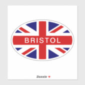Sticker Bristol drapeau anglais Union Jack vinyle ovale (Feuille)