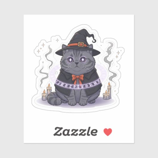 Sticker Brit Familiar - British Shorthair Witch (Feuille)