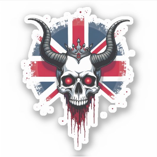 Sticker British Skull England UK Flag Premium T-Shirt (1) (Devant)