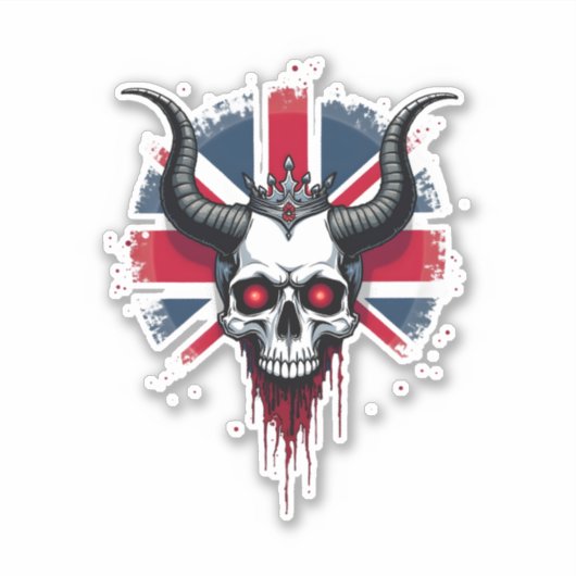 Sticker British Skull England UK Flag Premium T-Shirt (1) (Devant)