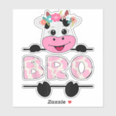 Sticker Bro De L'Anniversaire Fille Vache Frère Famille (Feuille)