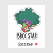 Sticker Broc Star Funny Brocolli Rock Star Pun (Feuille)