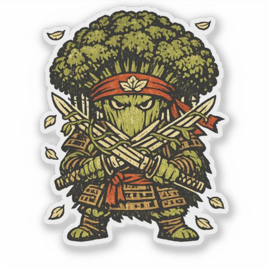 Sticker Broccoli Bushido — Protecteur de la Forêt (Devant)