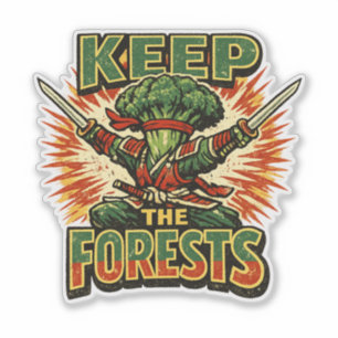 Sticker Broccoli Bushido – PROTÉGEZ LES FORÊTS Héros