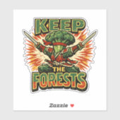 Sticker Broccoli Bushido – PROTÉGEZ LES FORÊTS Héros (Feuille)