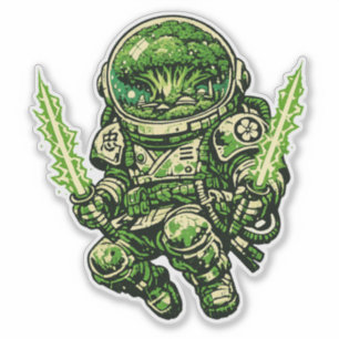 Sticker Broccoli Space Bushido — Gardien Cosmique Vintage