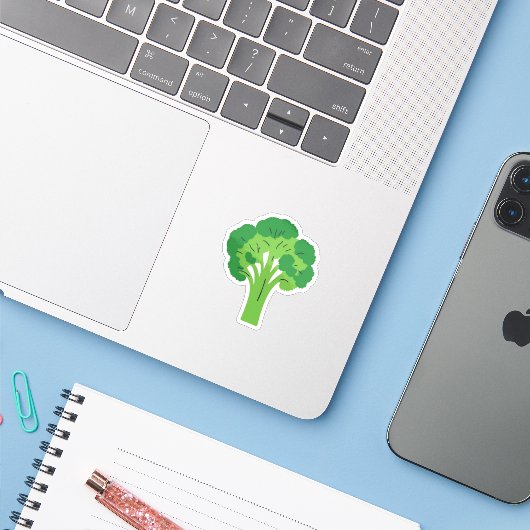 Sticker Brocoli (Ordinateur portable avec iPhone)