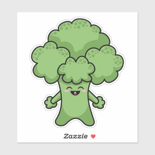 Sticker Brocoli Vert Heureux (Feuille)