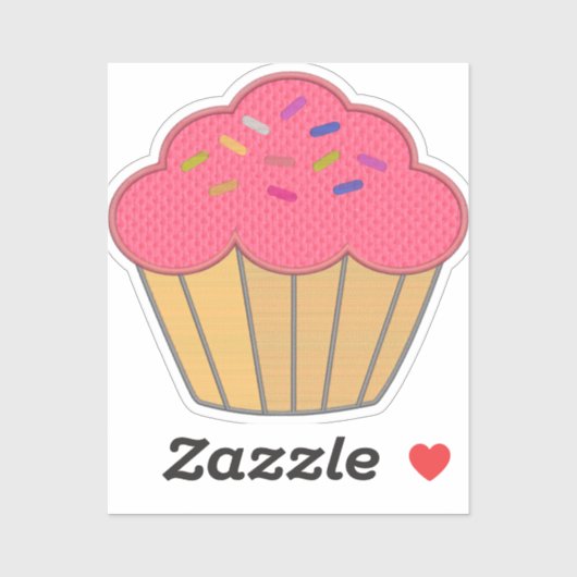 Sticker Broderie de cupcake à fraise Imprimer (Feuille)