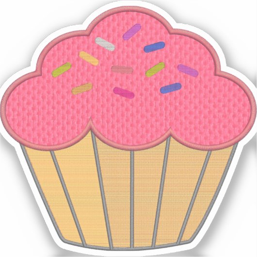 Sticker Broderie de cupcake à fraise Imprimer (Recto)