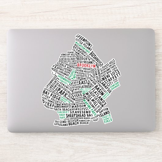 Sticker Brooklyn New York City Word Art Map (Ordinateur)