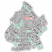 Sticker Brooklyn New York City Word Art Map (Devant)