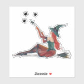 Sticker Broom aux sorcières d'Halloween par Renee Lavoie (Feuille)