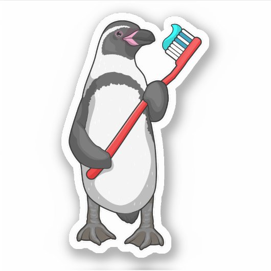 Sticker Brosse à dent de pingouin (Devant)