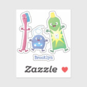 Sticker Brosse à dents mignonne dentifrice dentaire soie d (Feuille)