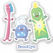 Sticker Brosse à dents mignonne dentifrice dentaire soie d (Recto)