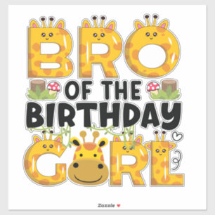 Sticker Brother 1er anniversaire fille Giraffe Theme Party