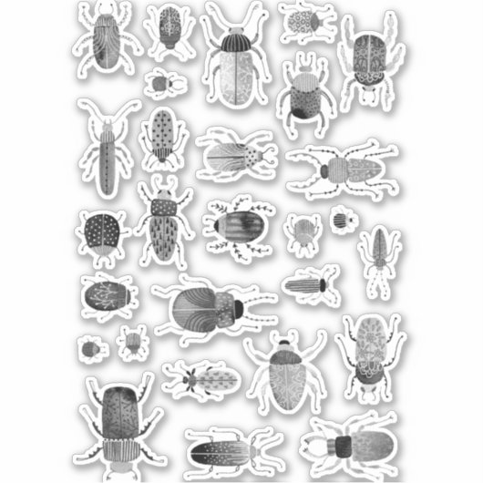 Sticker Brouillard d'encre et insecte du coléoptère (Devant)