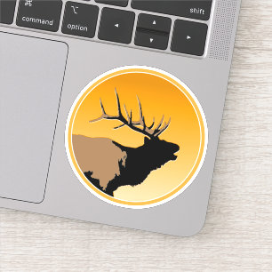 Sticker Brouillonnant Bull Elk au coucher du soleil Art or