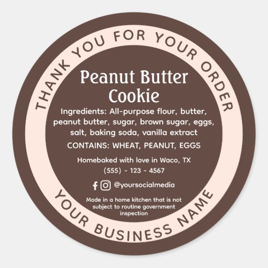 Sticker Brown à base d'ingrédients de gâteau de cu (Devant)