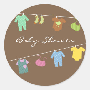 Sticker Brown Baby shower neutre