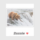 Sticker Brown Bear Catches Red Salmon (Feuille)