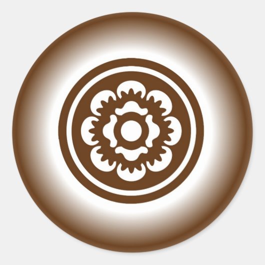 sticker Brown blanc beige floral étiquette (Devant)