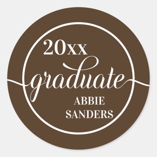 Sticker Brown et blanc pour diplômés et année (Devant)