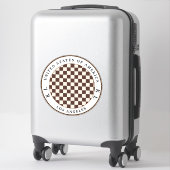 Sticker Brown foncé, Beige Checkerboard Vacances (Sur valise)