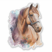 Sticker Brown Horse Head Portrait in Watercolor (Devant)