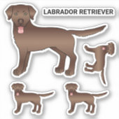 Sticker Brown Labrador Retriever Dessin animé Dog Illustra (Devant)