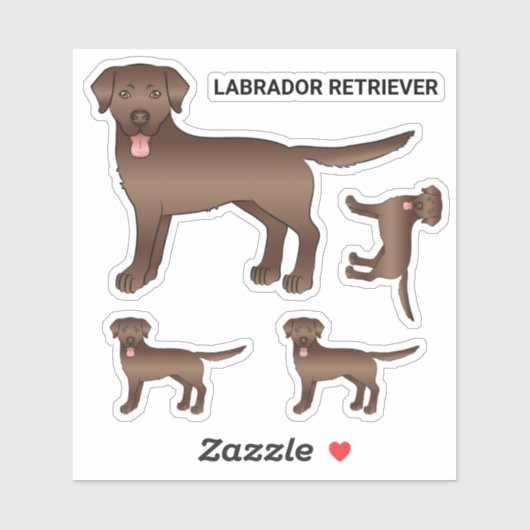 Sticker Brown Labrador Retriever Dessin animé Dog Illustra (Feuille)