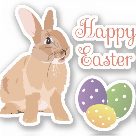 Sticker Brown lapin Joyeux Pâques (Devant)