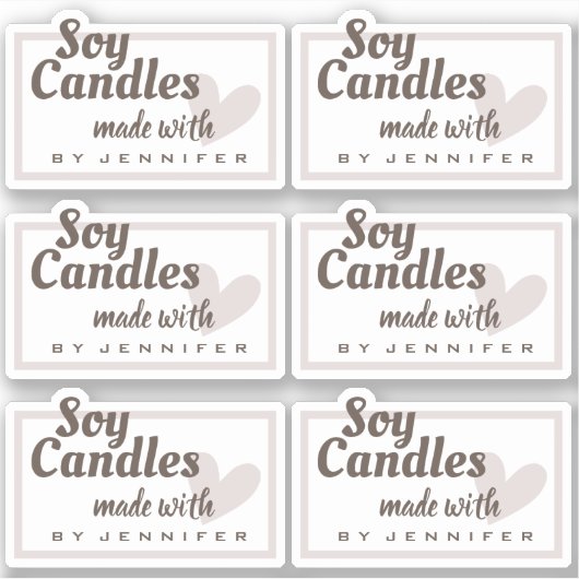 Sticker Brown rustique fait avec coeur d'amour Bougies nat (Devant)