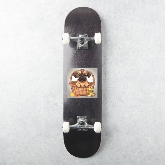 Sticker Brown Tan Dachshund Carlin Chiot assis dans le pan (Skateboard)